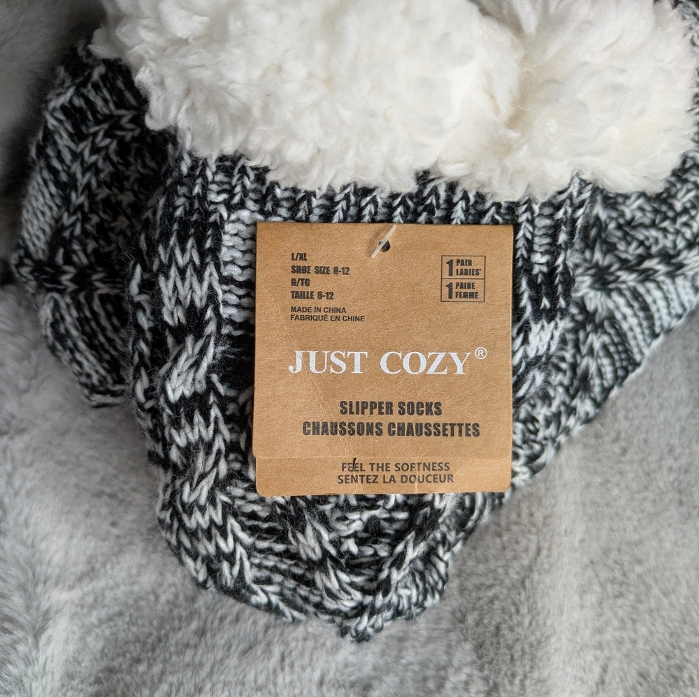 Just Cozy Slipper Socks Size L-XL 8-12